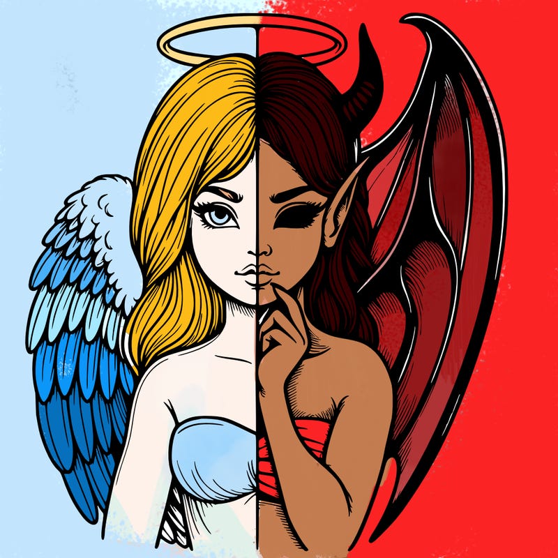 realistic angel half demon