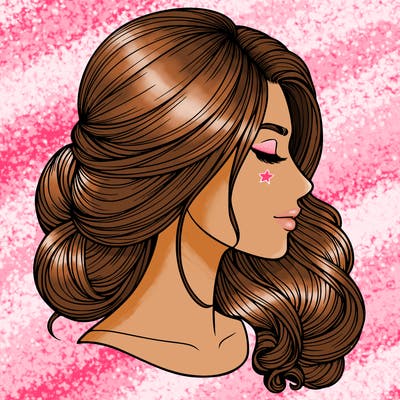 realistic woman's head & hair