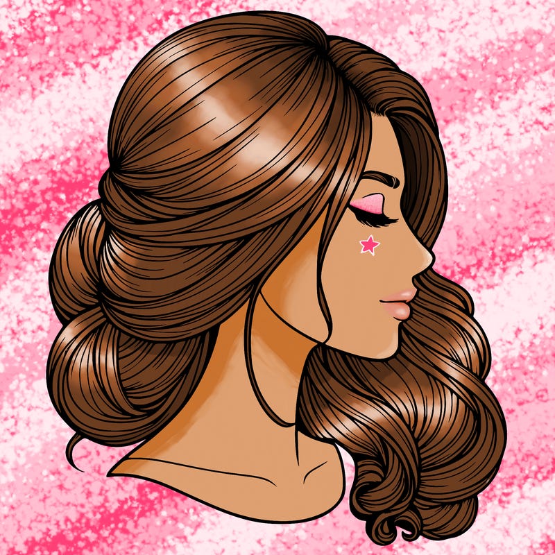 realistic woman's head & hair