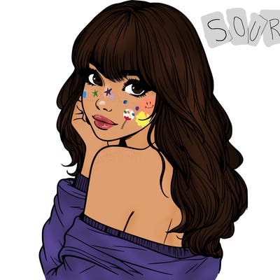 realistic girl with bangs looking over her shoulder