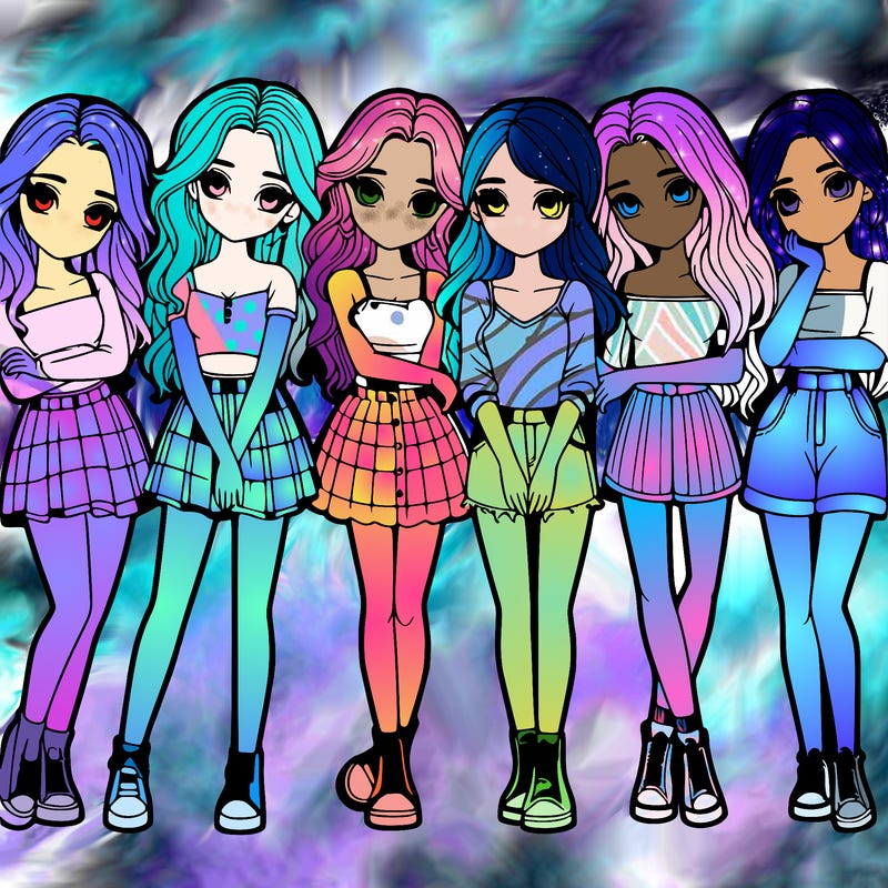 a group of girls realistic