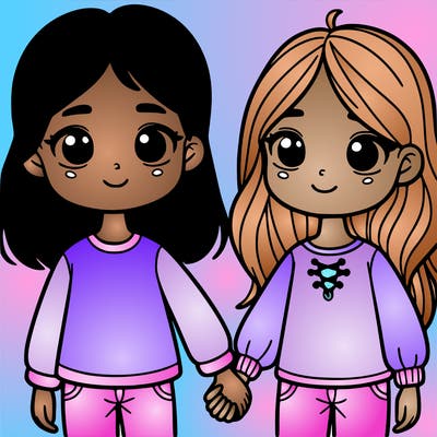 two girls holding hands
