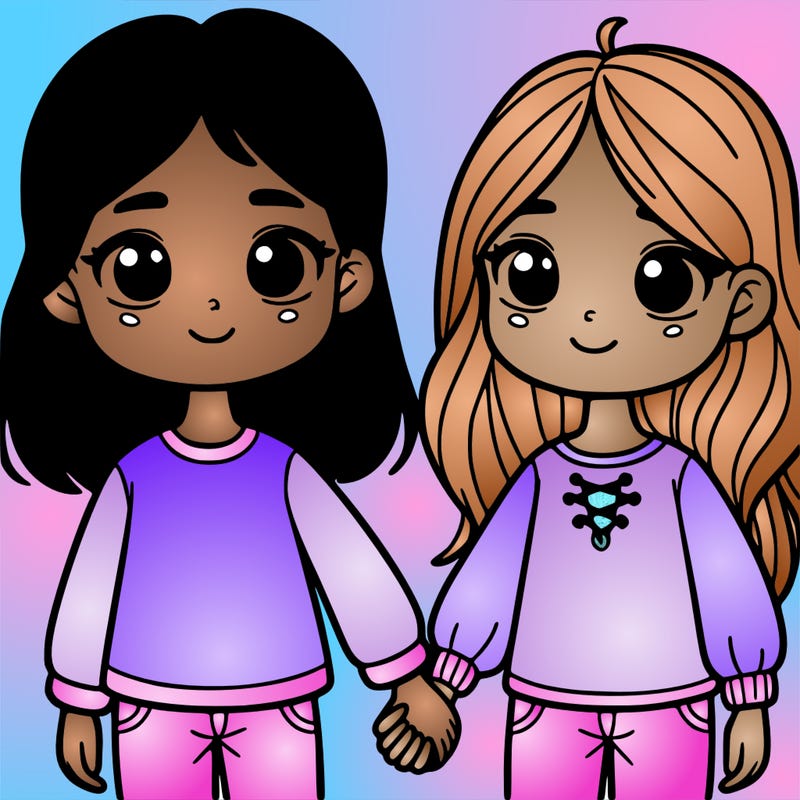 two girls holding hands