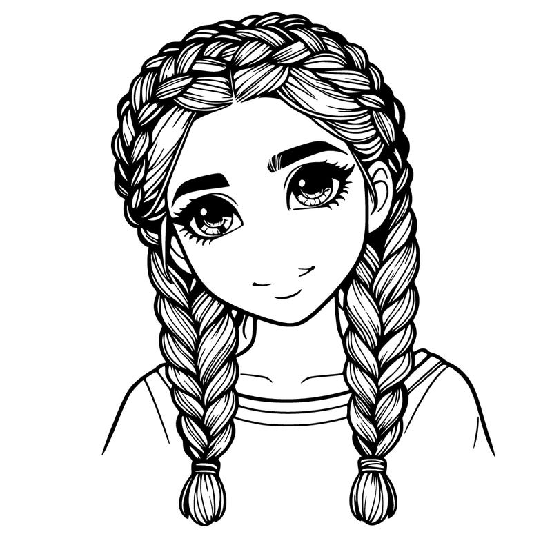 realistic girl with braids