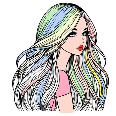 realistic girl with long realistic hair
