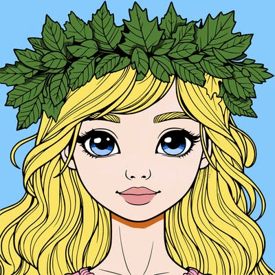 realistic girl with fall leaf crown