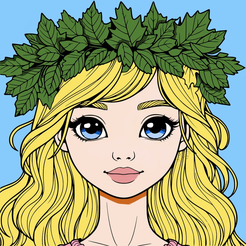 realistic girl with fall leaf crown