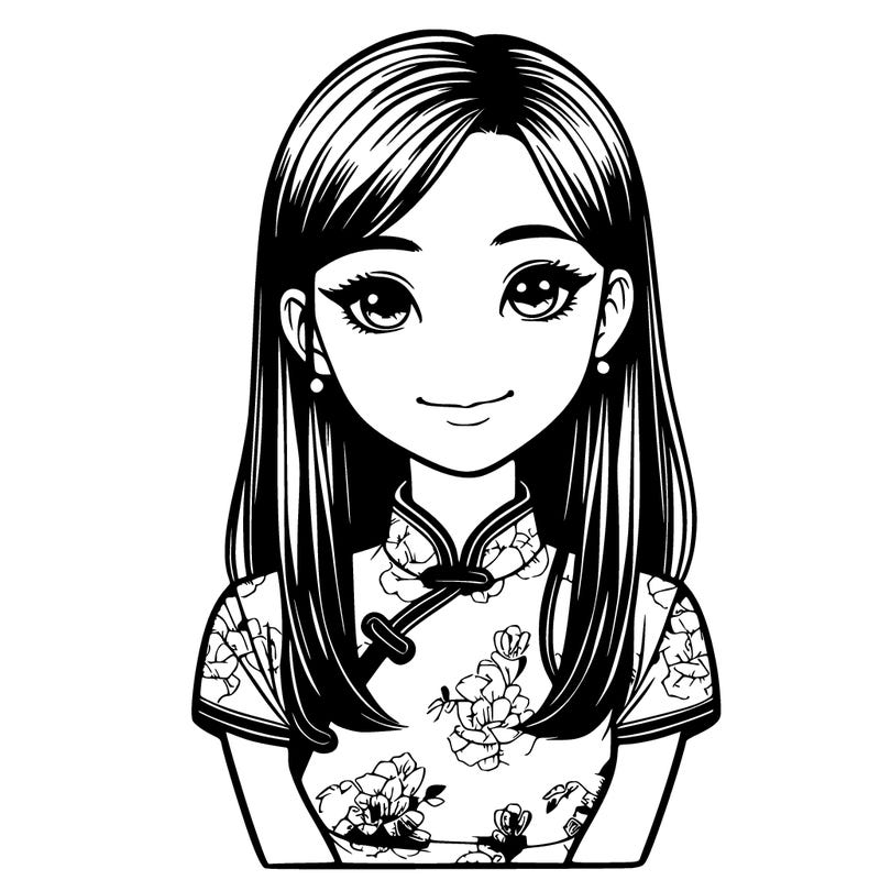 realistic asian girl wearing qipao