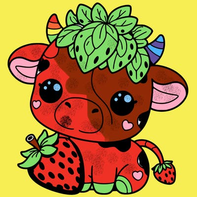 cute strawberry cow