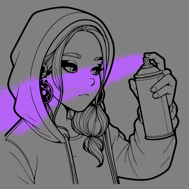 a realistic girl, spray painting