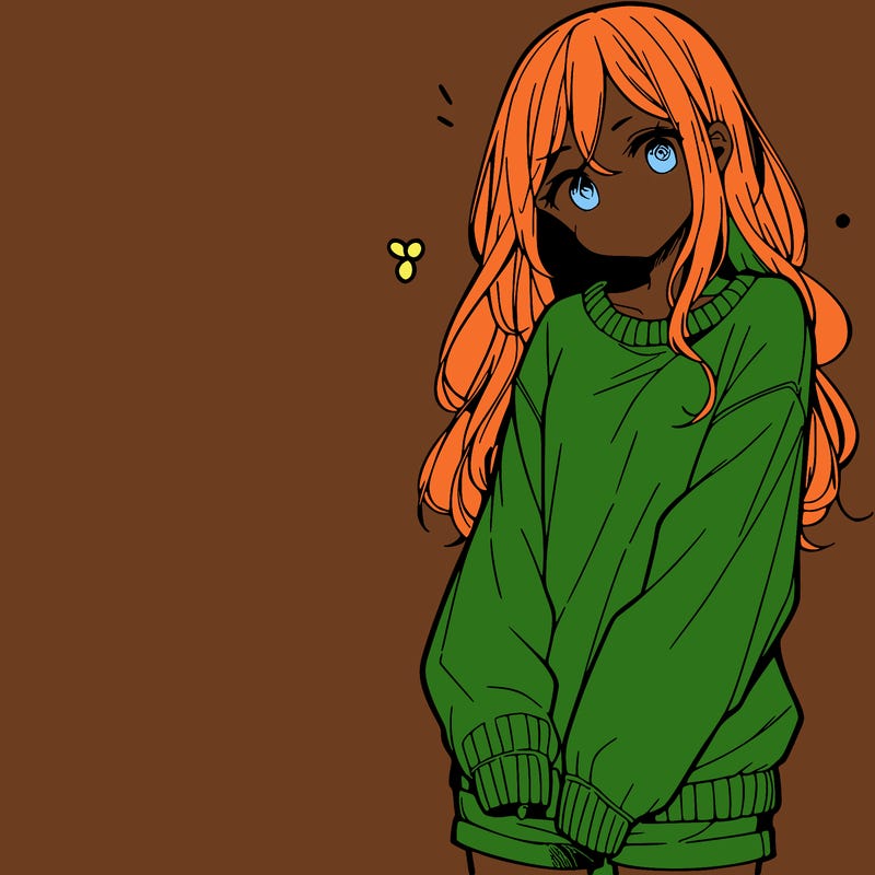 manga teen girl  in a sweater and baggy pants