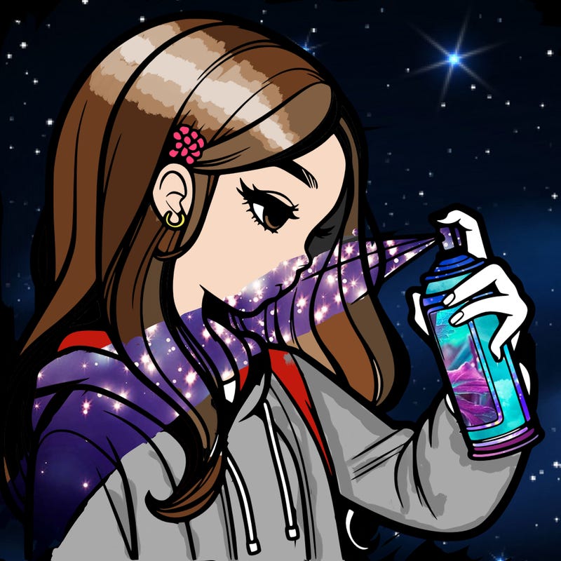 a realistic girl spray painting