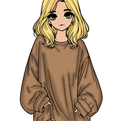 realistic girl in oversized shirt