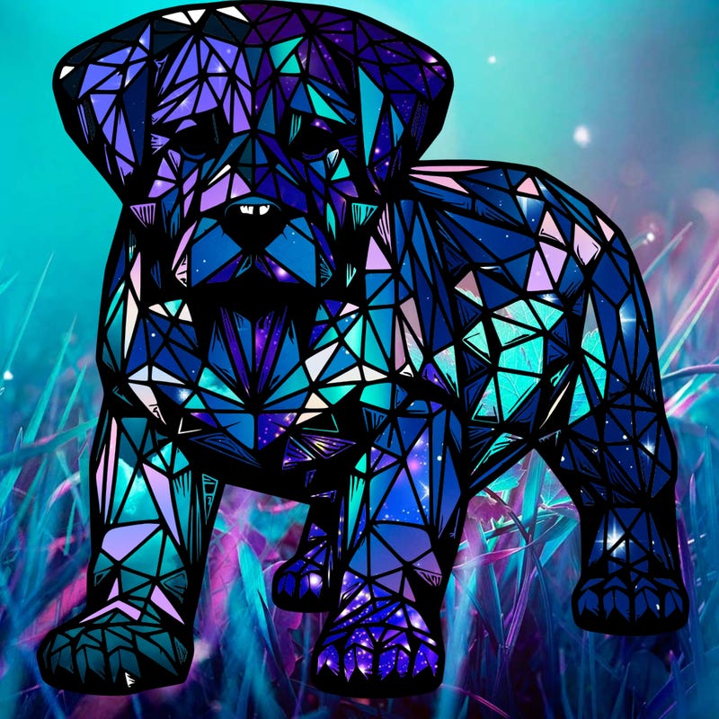 realistic dog made out of diamonds