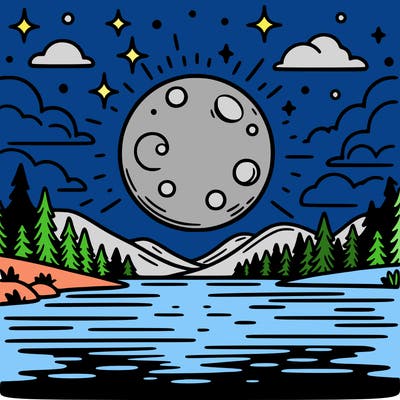 moonlight shining on a lake