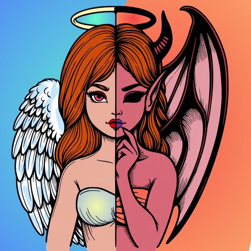 realistic angel half demon