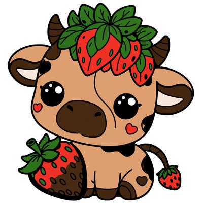 cute strawberry cow
