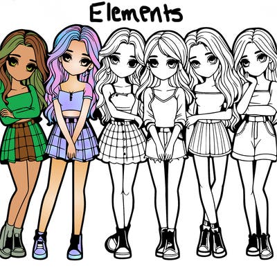 a group of girls realistic