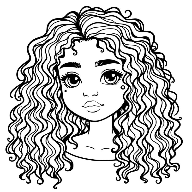 realistic girl with curly hair