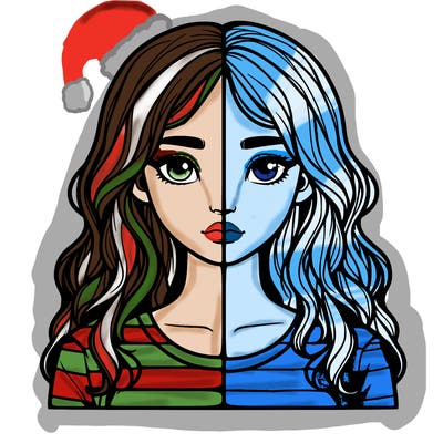 realistic girl split 2 side