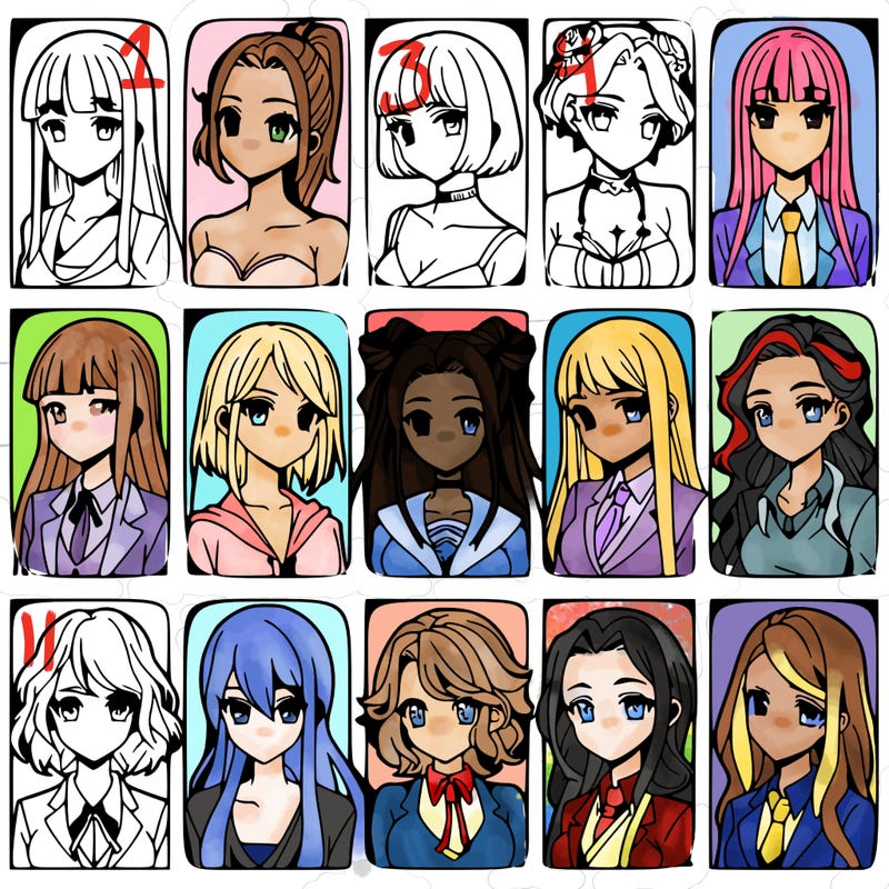 girls that look diffrent anime