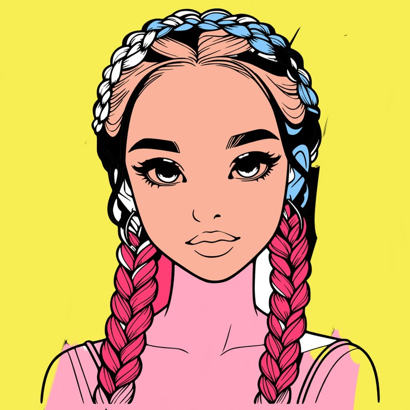 realistic girl with braids