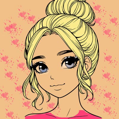 realistic pretty girl with hair in bun