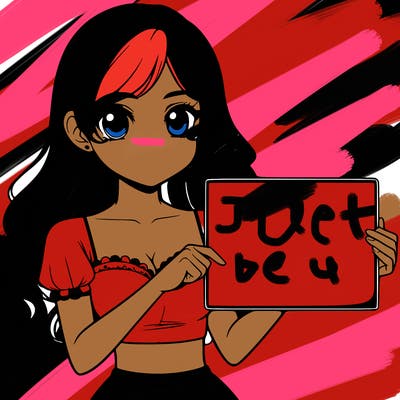 realistic pretty girl holding blank sign