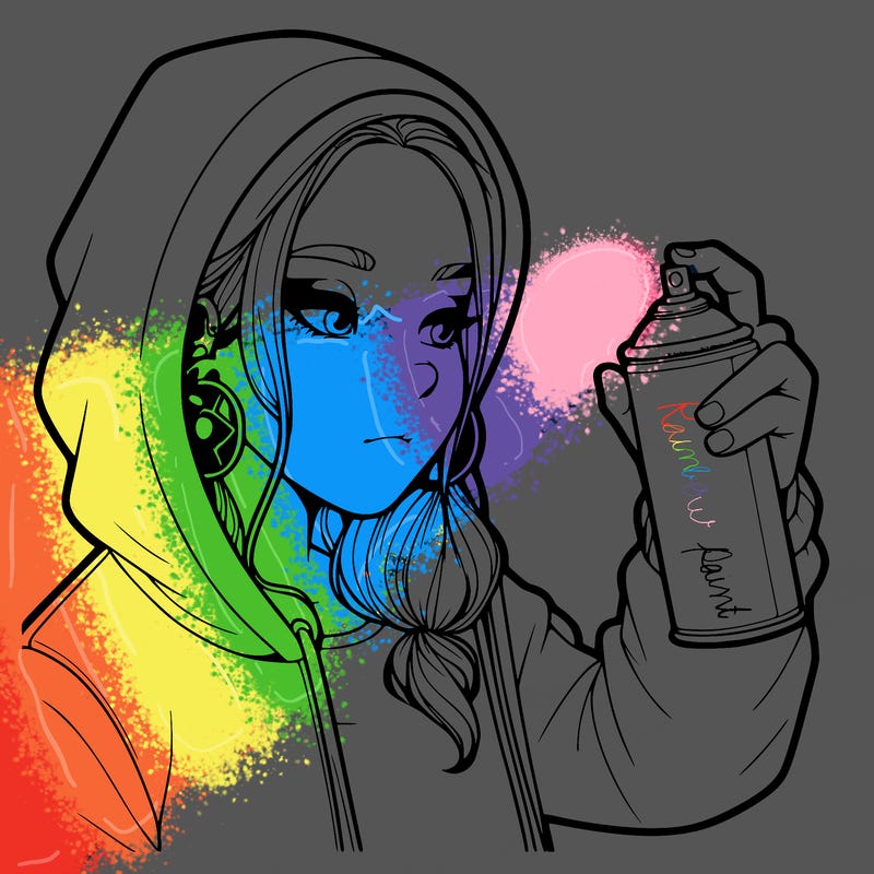 a realistic girl, spray painting