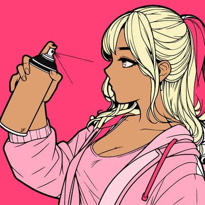 a realistic girl spray, painting