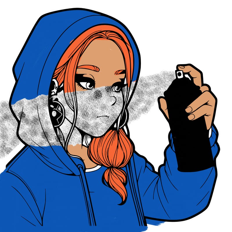 a realistic girl, spray painting
