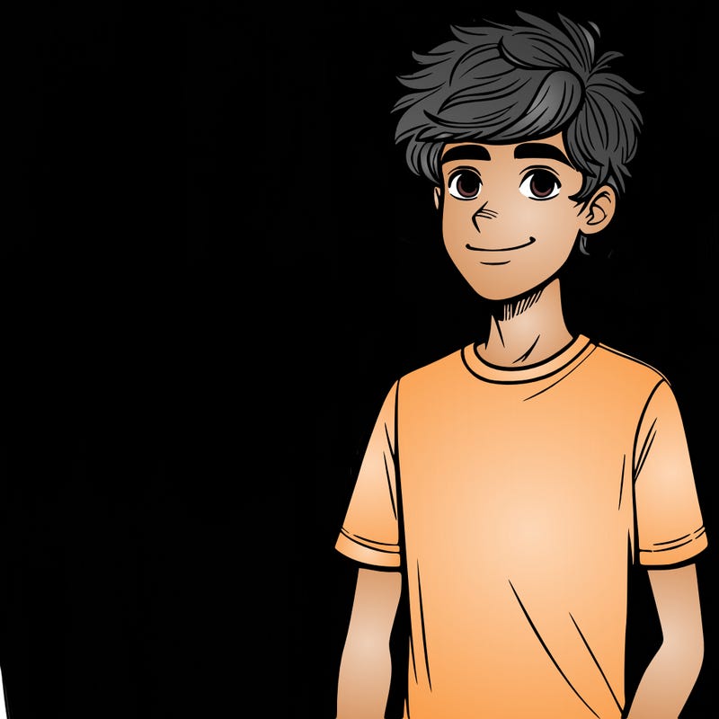 teen boy, wearing t-shirt, fluffy hair