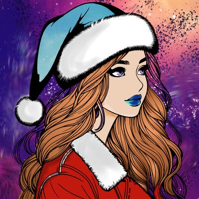 realistic girl in santa hat