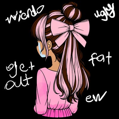realistic girl  with hip length hair a bun and a big bow on the back of head