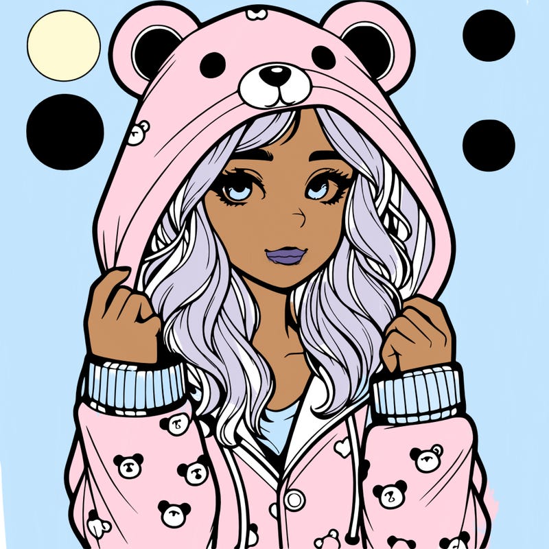 realistic girl in a animal pjs hoodie