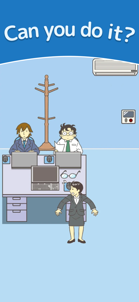 Skip Work! - Easy Escape! - A cartoon office worker standing in a puzzle scene from Skip Work Easy Escape