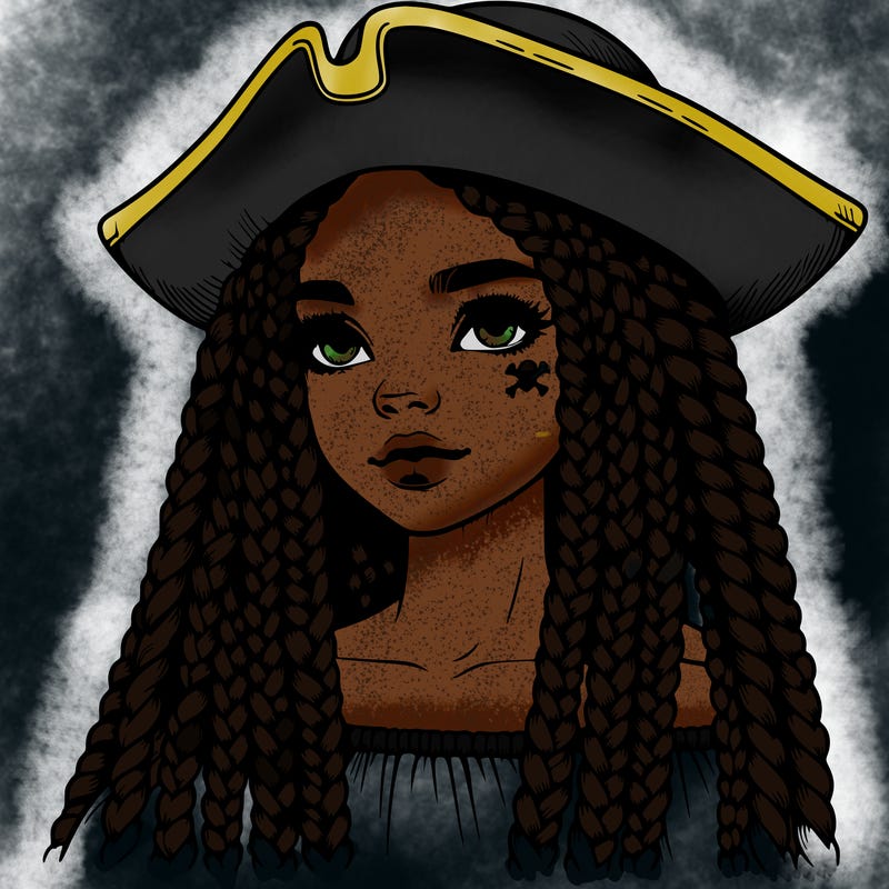 realistic girl with box braids and i realistic pirate hat