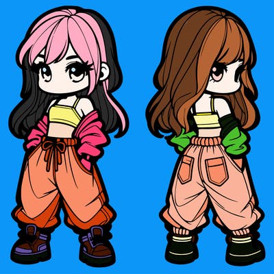 girl in crop top and baggy pants