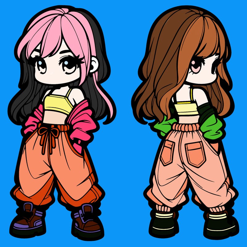 girl in crop top and baggy pants