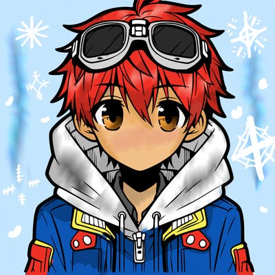 anime guy with hoodie and goggles