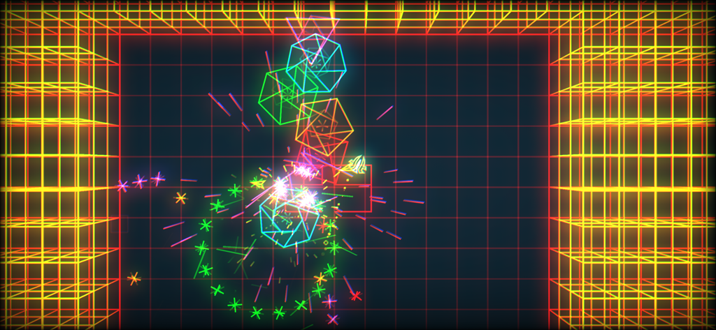 PewPew Live - Neon arcade shooter gameplay with vector graphics and geometric enemies