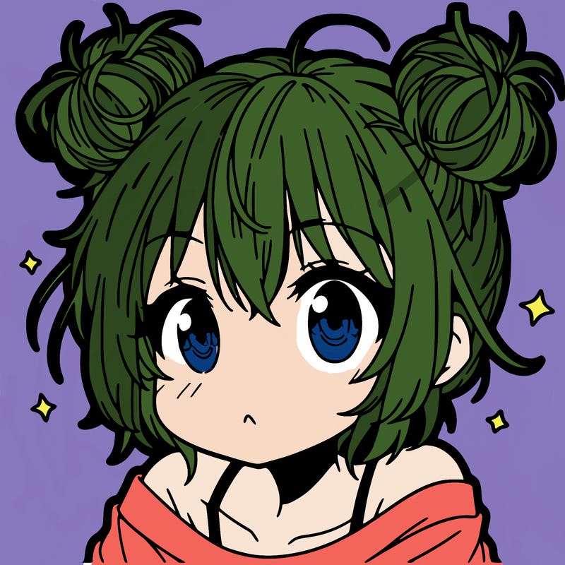 a manga girl with messy small buns
