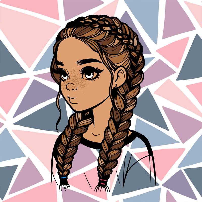 realistic girl with braids