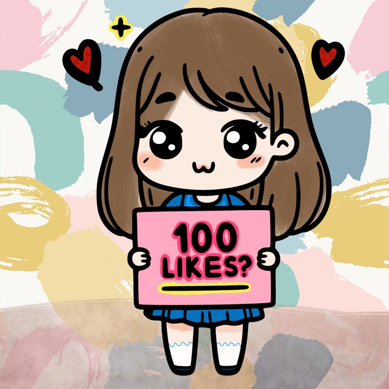 girl holding sign that says 100 likes?