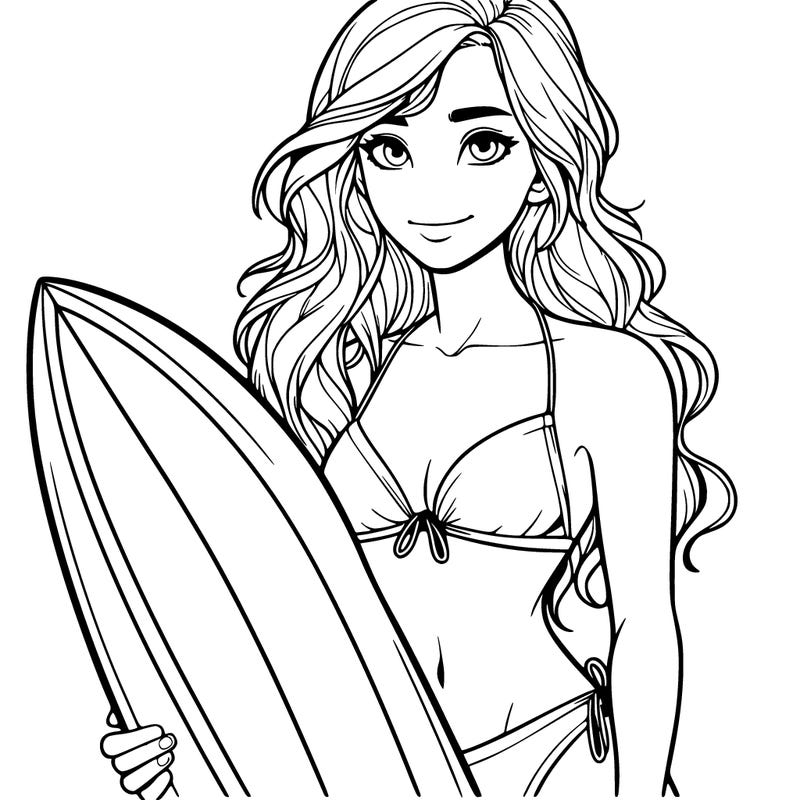 realistic girl surfer