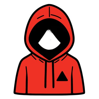 a person with non face waering a hoodie with a small triangle symbol
