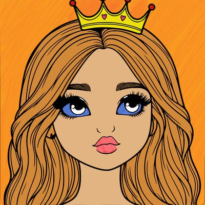a realistic girl with a crown on