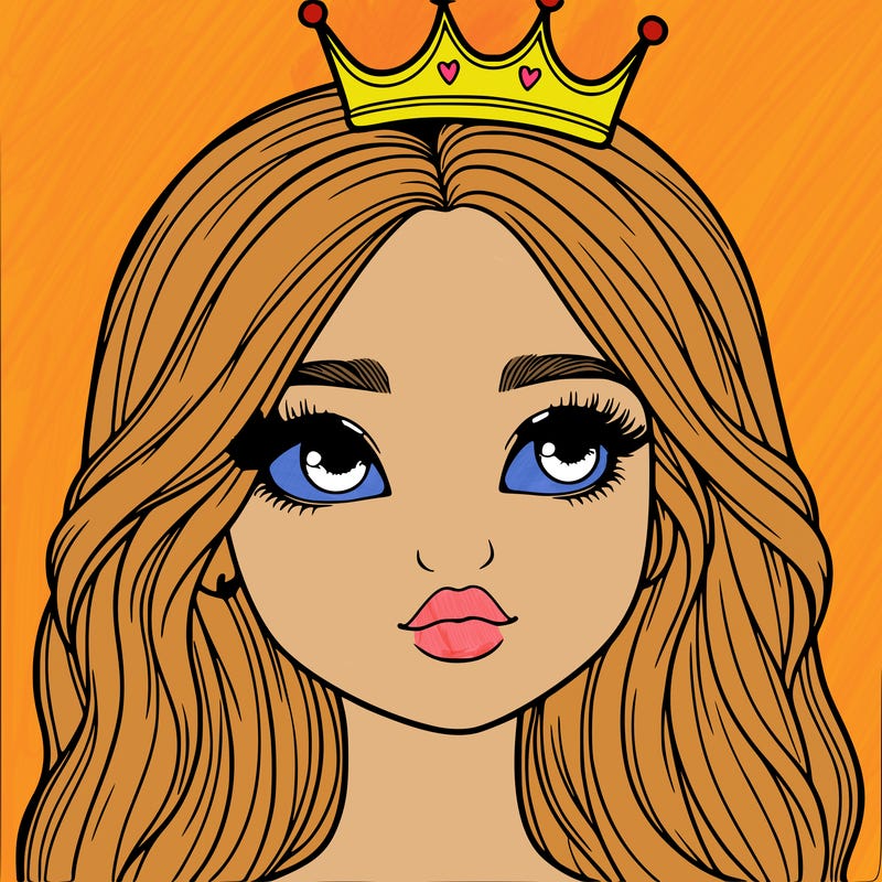 a realistic girl with a crown on