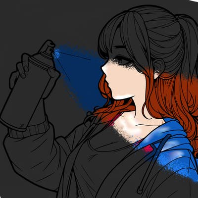 a realistic girl spray, painting