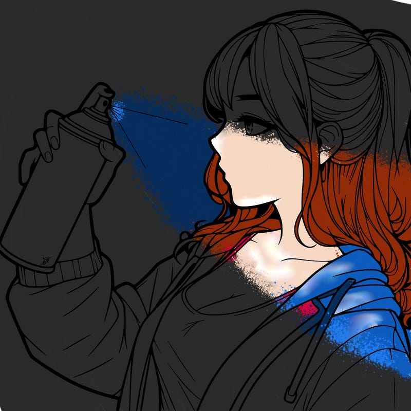 a realistic girl spray, painting